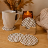 Set x6 Portavasos Redondo Con Soporte Diseño Geométrico