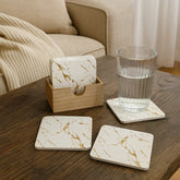 Set x6 Portavasos Cuadrado Con Soporte Diseño Mármol