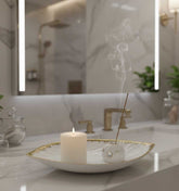 Bandeja Decorativa Blanca Estilo Minimalista Borde Dorado