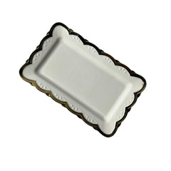 Bandeja Decorativa Blanca Con Borde Dorado Ondulado