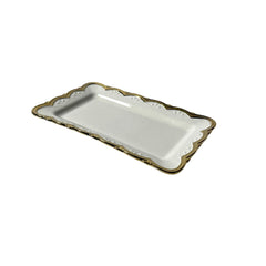 Bandeja Decorativa Blanca Con Borde Dorado Ondulado