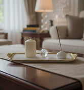 Bandeja Decorativa Rectangular 15x36cm Detalle Acanelado y Borde Dorado