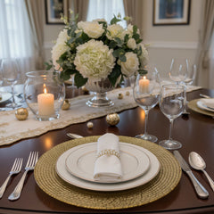 Plato Base 32cm Diseño Trenzado Dorado