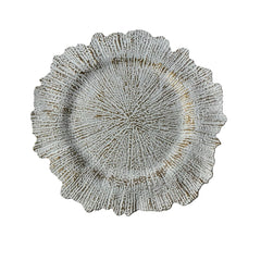 Plato Base 32cm Texturizado Con Borde Irregular Dorado Diseño Orgánico