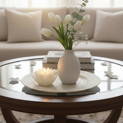 Plato Base 32cm Geométrico Texturizado Dorado