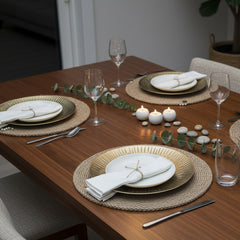 Plato Base 32cm Diseño Destellos Dorado