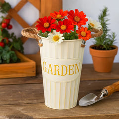 Balde decorativo metálico 25 cm GARDEN color crema