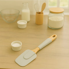 Espátula de cocina de silicona con mango de bambú
