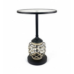 Mesa de centro 35×50 cm base decorativa enrejada