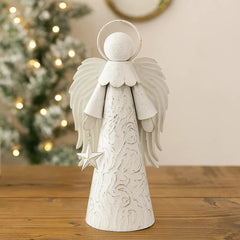 Figura Decorativa De Ángel Blanco 22×45cm