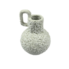 Florero De Cerámica Rustica Con Asa Redonda 19.5x13cm