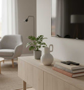 Florero De Cerámica Rustica Con Asa Redonda 19.5x13cm