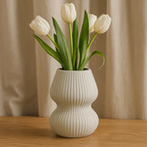 Florero De Cerámica Cilíndrico 13×16.5cm Con Líneas