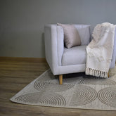 Alfombra rectangular África 06 natural con patrón de círculos concéntricos