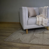 Alfombra rectangular África 06 beige con diseño geométrico de círculos