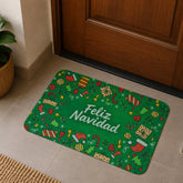 Tapete Decorativo 40x60 Cm diseño Feliz Navidad Verde