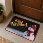 Tapete decorativo Feliz Navidad 40×60 cm con muñeco de nieve y borde rojo