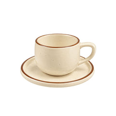 Pocillo de porcelana beige 100 ml con borde marrón
