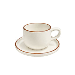 Pocillo de porcelana blanco 100 ml con borde marrón