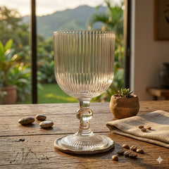 Copa de vidrio transparente 280 ml con diseño de líneas verticales acanaladas