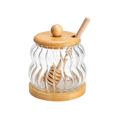 Recipiente de vidrio ondulado para miel 350 ml
