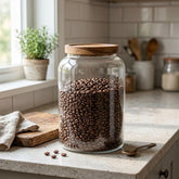 Recipiente para alimentos de vidrio 2800 ml con tapa en tono madera