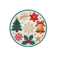 Plato base navideño de 33 cm en melamina con campana y copos de nieve.