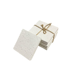 Porta vasos cuadrado en yeso blanco de 10 cm