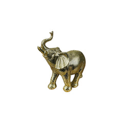 Elefante decorativo dorado de 17 cm con textura de cuadros