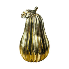 Pera decorativa dorada 17×11 cm con líneas verticales