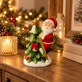 Figura decorativa árbol de Navidad y Papá Noel con luces de 15 cm