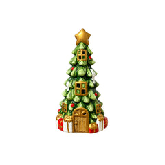 Figura decorativa de árbol de Navidad con luces y estrella dorada