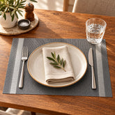 Individual Para Mesa En PVC 30X46cm Tejido Trenzado Gris