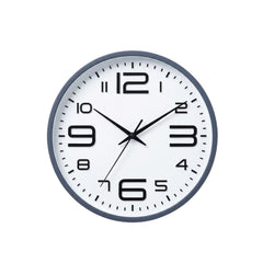 Reloj de pared redondo con marco azul y números negros