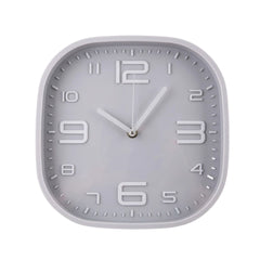 Reloj cuadrado gris con borde blanco