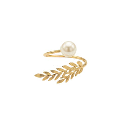 Anillo decorativo para servilleta con hoja dorada y perla