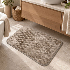 Tapete felpudo rectangular café 60×40 cm con textura en relieve