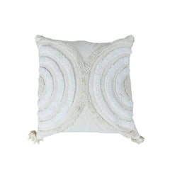 Cojín decorativo círculos blanco y beige 45×45 cm