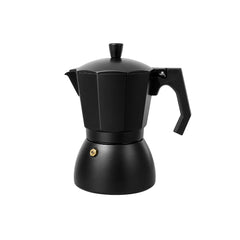 Cafetera italiana negra de aluminio para 9 tazas