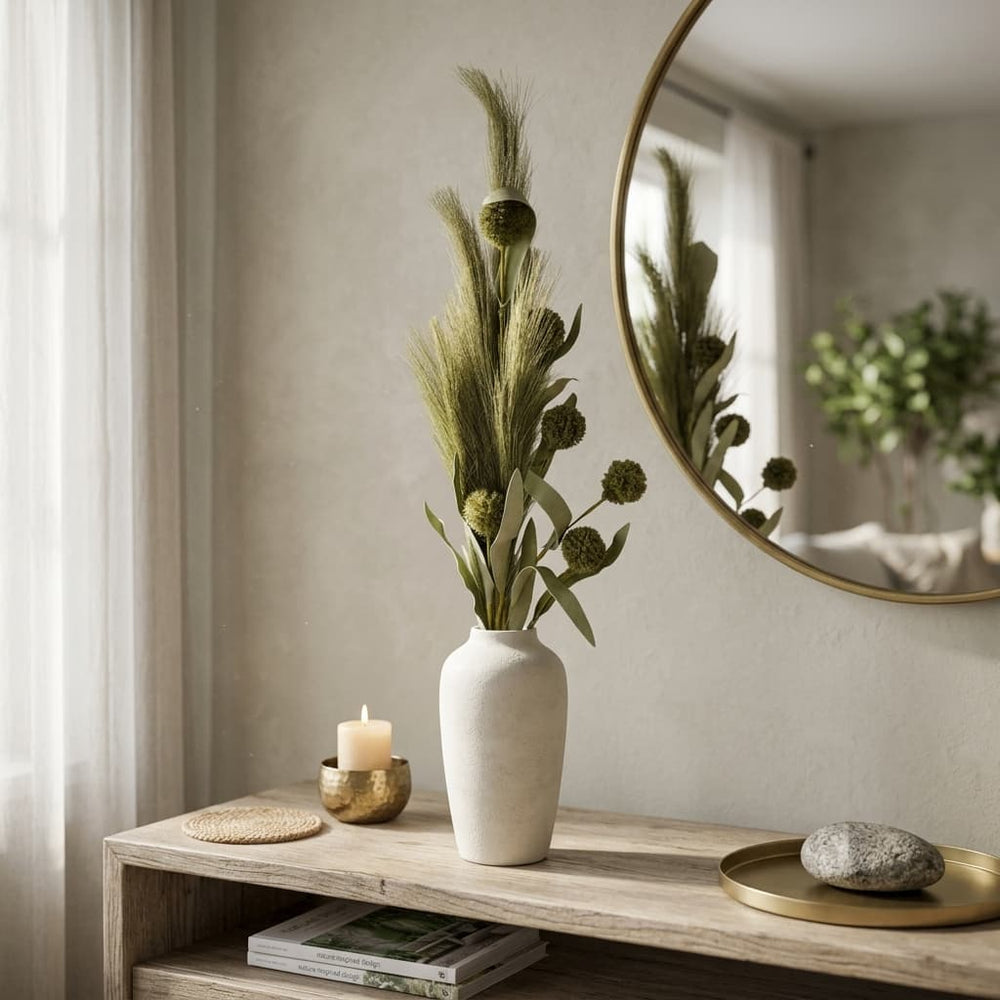 Flor decorativa pampas de 94 cm para jarrón en color verde lima