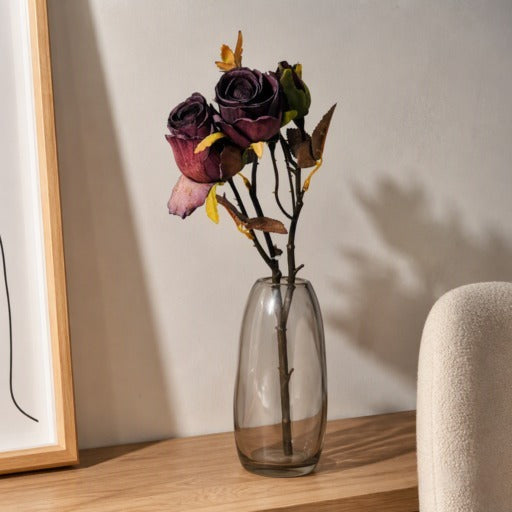Flor decorativa Rosas vinotinto 50 cm con varias flores, botones y hojas