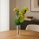 Flor decorativa Girasoles amarilla 66 cm con varias flores y hojas verdes