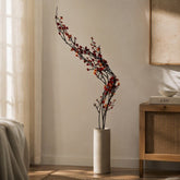 Flor decorativa Botones 99 cm con ramas largas y flores en tonos vinotinto