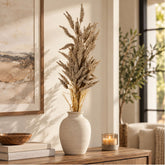Flor decorativa tipo espiga de 75 cm disponible en marrón, palo rosa y gris