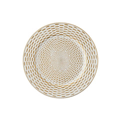 Plato base decorativo blanco con detalles dorados