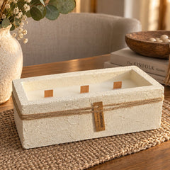 Vela artesanal rectangular rústica 18×7×7 cm con aroma y tres mechas de madera