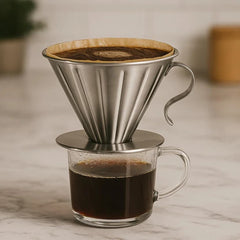 Filtro para café V60 de acero inoxidable plateado