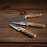 Set de 3 cuchillos de cocina Charcoal acero inoxidable con mango de madera