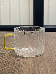 Pocillo 220ml Con Oreja Amarilla Diseño Lineas