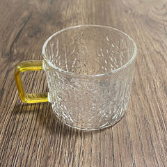 Pocillo 220ml Con Oreja Amarilla Diseño Lineas